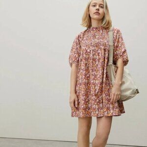 Everlane Floral Shirred Yoke Mini Dress